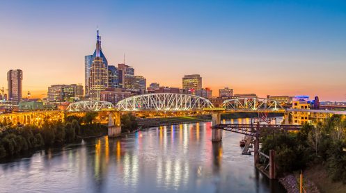 Nashville Skyline and John Seigenthaler Pedestrian Bridge at Dus APIC26 Nashville APIC 2026